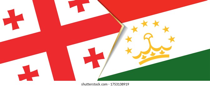 Georgia and Tajikistan flags, two vector flags symbol of relationship or confrontation.