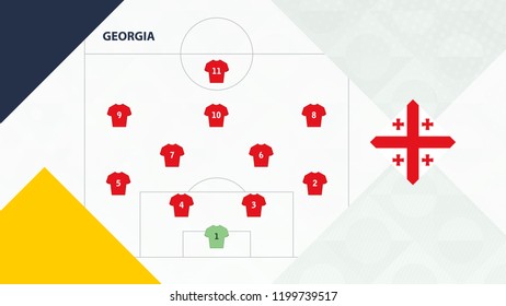 Georgia team preferred system formation 4-2-3-1, Georgia football team background for European soccer competition.