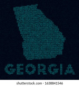 Georgia tech map. US state symbol in digital style. Cyber map of Georgia with US state name. Cool vector illustration.