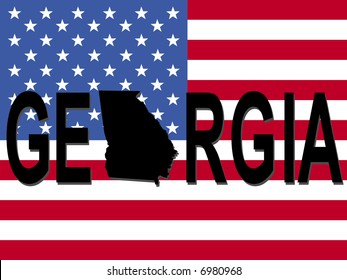 Georgientext mit Karte auf amerikanischer Flagge
