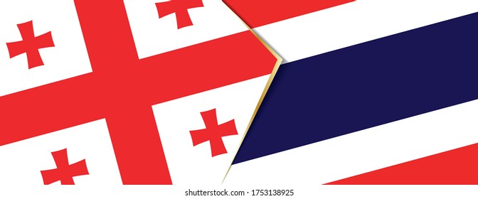 Georgia and Thailand flags, two vector flags symbol of relationship or confrontation.