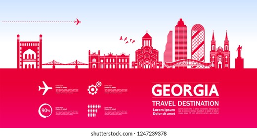 Vector de destino de viajes de Georgia.