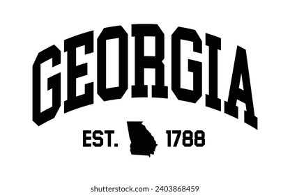 Georgia typography design with map vector. Editable college t-shirt design printable text effect vector	