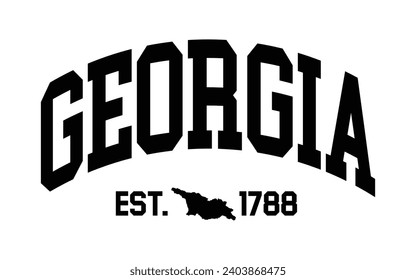 Georgia typography design with map vector. Editable college t-shirt design printable text effect vector	