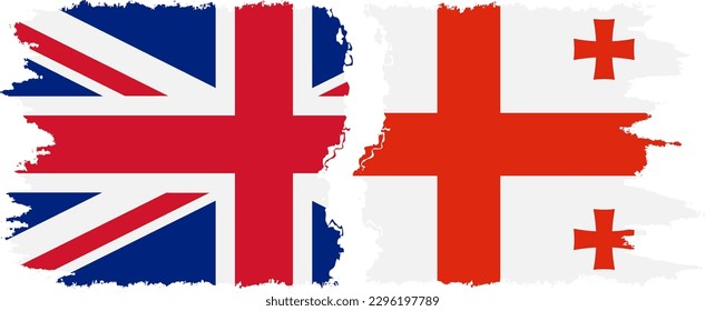 Georgia and UK grunge flags connection, vector