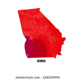 Georgia. United States Of America. Vector illustration. Watercolor texture.