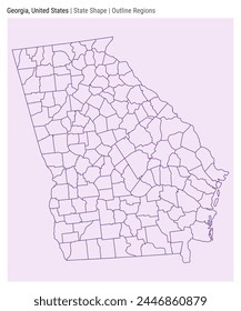 Georgia, United States. Simple vector map. State shape. Outline Regions style. Border of Georgia. Vector illustration.