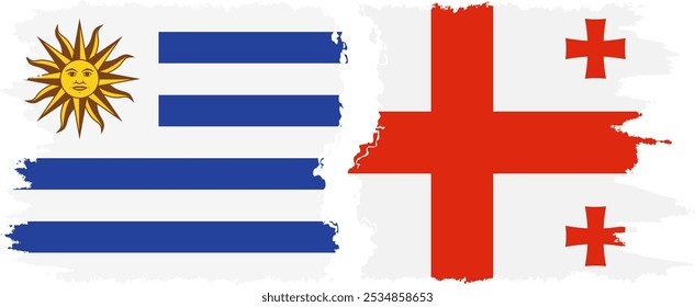 Conexión de banderas grunge de Georgia y Uruguay, Vector