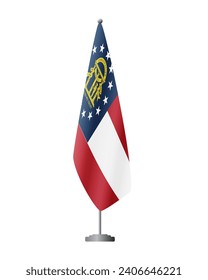 Georgia US flag on flagpole for official meetings, transparent background, vector