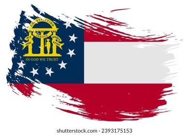 Georgia US State brush stroke flag vector background. Hand drawn grunge style painted isolated banner.