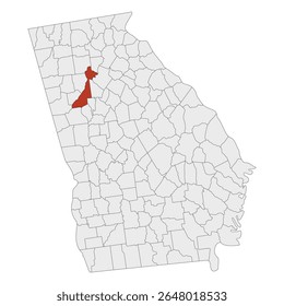 Mapa estadual do estado da Geórgia com Atlanta. Mapa do estado americano da Geórgia com capital Atlanta.