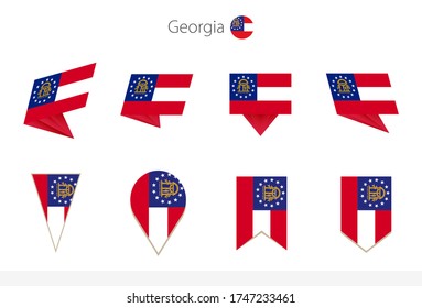 Georgia US State flag collection, eight versions of Georgia vector flags. Vector illustration.