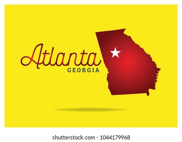 Georgia US State Map With Atlanta City Name Vector Eps 10