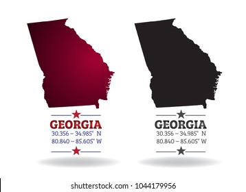 Georgia US state Map with Latitude 	and Longitude location. vector eps 10