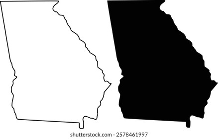 Georgia U.S. state map outine and silhouette icon design