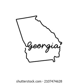 Georgia US state outline map with the handwritten state name. Continuous line drawing of patriotic home sign. A love for a small homeland. T-shirt print idea. Vector illustration.