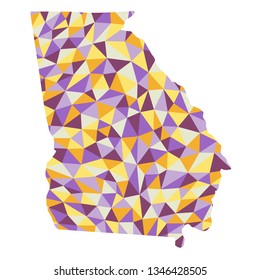 Georgia U.S. state polygonal map background  low poly style yellow, orange, blue, purple colors  vector illustration eps
