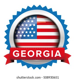 Georgia and USA flag badge vector