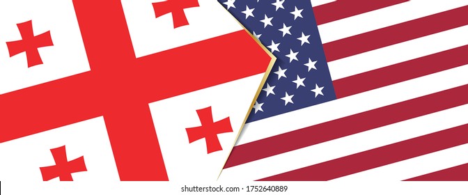 Georgia and USA flags, two vector flags symbol of relationship or confrontation.