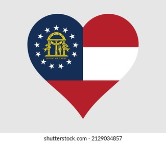 Georgia USA Heart Flag. GA US Love Shape State Flag. Georgian United States of America Banner Icon Sign Symbol Clipart. EPS Vector Illustration. svg