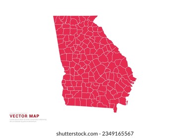 Georgia (USA) Map - abstract style red isolated on white background for infographic, design vector.