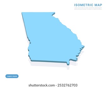 Mapa de Georgia (EE.UU.) azul sobre fondo blanco con Vector isométrico.