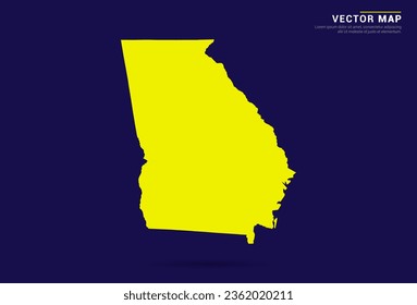 Georgia (USA) map - High Detailed. Yellow color on dark background. Abstract design vector.