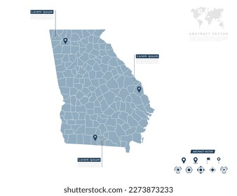 Georgia (USA) map of infographic blue Navigator pin location checking communication information plan position.