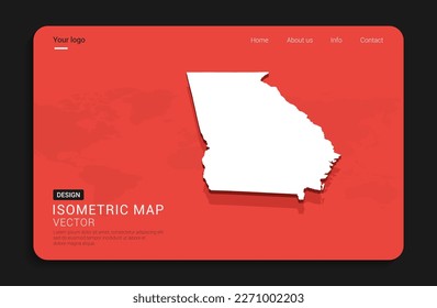 Georgia (USA) map red isolated on dark background with 3d world map isometric vector illustration.