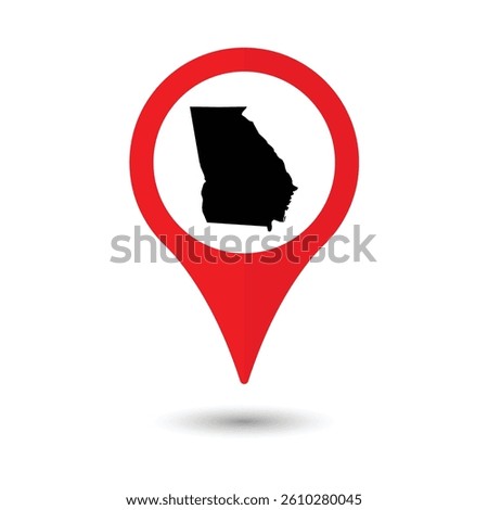 Georgia USA map with red pin for navigation and travel