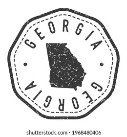 Georgia, USA Map Stamp Retro Postmark. Silhouette Postal Passport. Seal Round Vector Icon. Badge Vintage Postage Design.