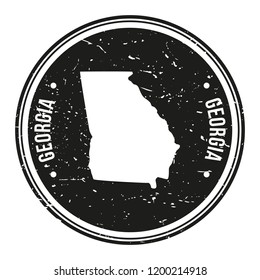 Georgia USA Map Symbol Round Design Stamp Travel and Business