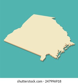 Georgia USA Map Three Dimensional Vector