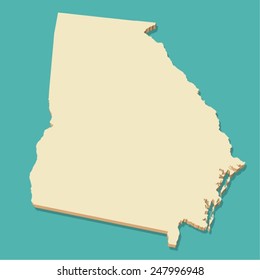 Georgia USA Map Three Dimensional Vector