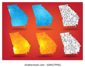 Georgia USA state Map in triangle polygon geometry vector eps 10.