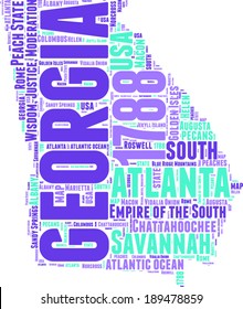 Georgia USA state map vector tag cloud illustration