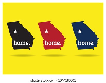 Georgia  USA State Map With Word - Home Vector Eps 10