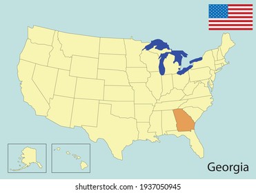 Georgia, Usa States Colorful Map, Vector Illustration 