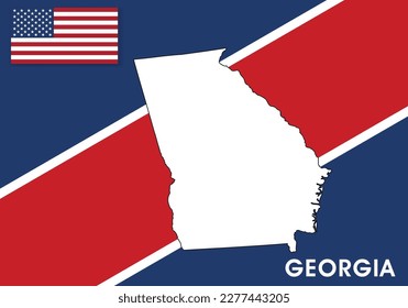 Georgia - USA, United States of America Map vector template.  white color map on flag background for design, infographic - Vector illustration eps 10