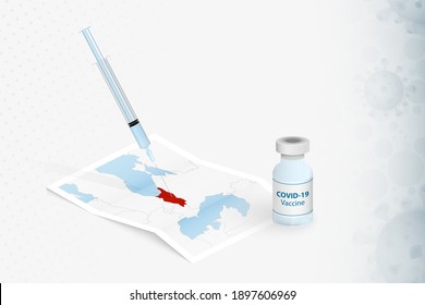 Georgia Vaccination, Injection with COVID-19 vaccine in Map of Georgia. Vaccination Concept Illustration.