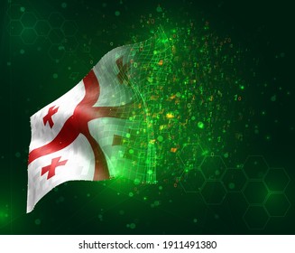Georgia, indicador vectorial 3d sobre fondo verde con polígonos y números de datos