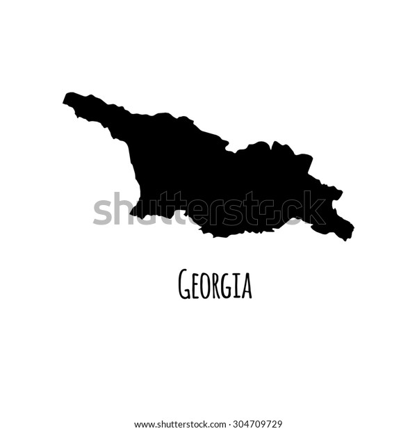 Georgia Vector Black Outline Map Caption Stock Vector (Royalty Free ...