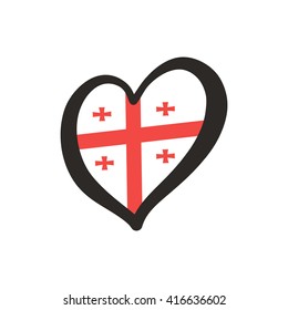 Georgia Vector Flag Inside Heart. Shape Graphic Element Illustration Template Design.