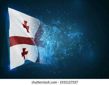 Georgia, indicador vectorial, objeto 3D virtual abstracto de polígonos triangulares sobre un fondo azul
