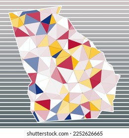 Ilustración vectorial de Georgia. Diseño georgiano sobre fondo de rayas de gradiente. Tecnología, internet, red, concepto de telecomunicaciones. Ilustración vectorial genial.