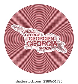 Georgia vector image. Country round logo design. Georgia poster in circular arcs and wordcloud style. Appealing vector illustration.