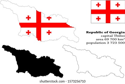 Georgia vector map, flag, borders, mask , capital, area and population infographic