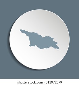 Georgia vector map on a paper circle. Cut out from white paper icon map of Georgia. Vector icon map of Georgia on dark background. Paper cut style country map. 
