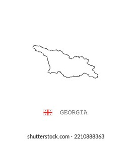 Georgia vector map outline, line, linear. Georgia black map on white background. Georgia flag