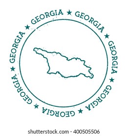 Georgia vector map. Retro vintage insignia with Georgia map. Distressed visa stamp with Georgia text wrapped around a circle and stars. Country map vector illustration.